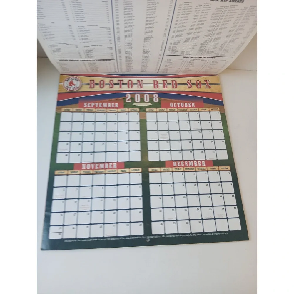 Boston Red Sox 2009 Team Calendar Turner Licensing MLB Baseball Memorabilia